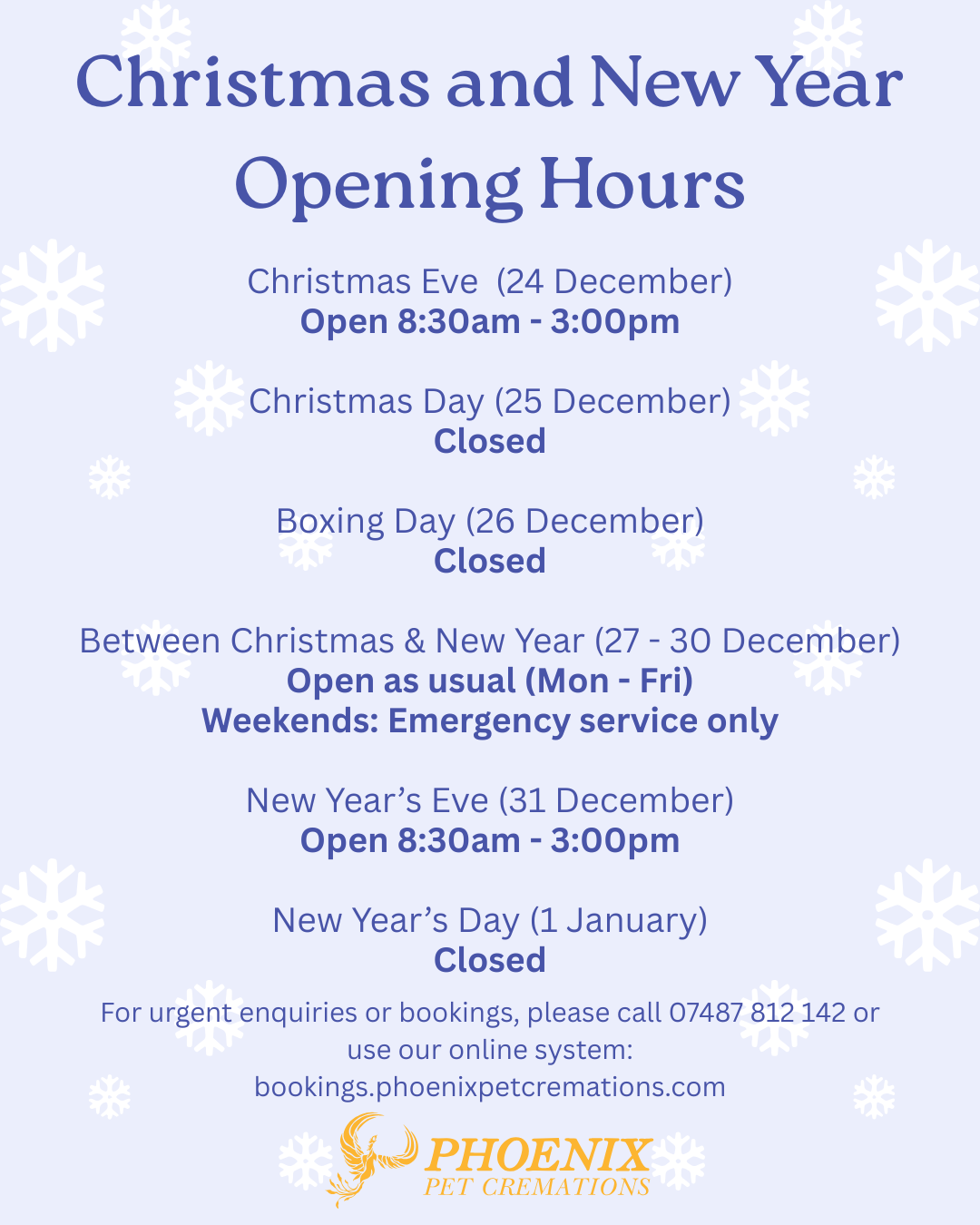 Christmas Opening Times